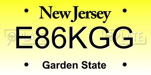 E86KGG New Jersey License Plate