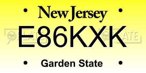 E86KXK New Jersey License Plate