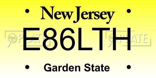 E86LTH New Jersey License Plate
