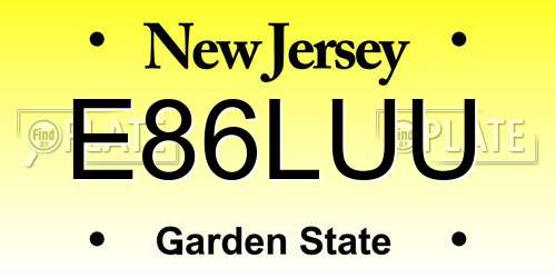E86LUU New Jersey License Plate