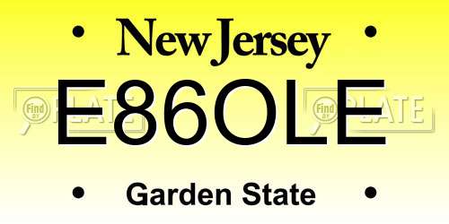 E86OLE New Jersey License Plate