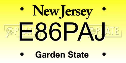 E86PAJ New Jersey License Plate