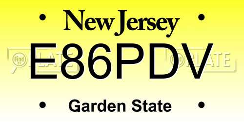 E86PDV New Jersey License Plate