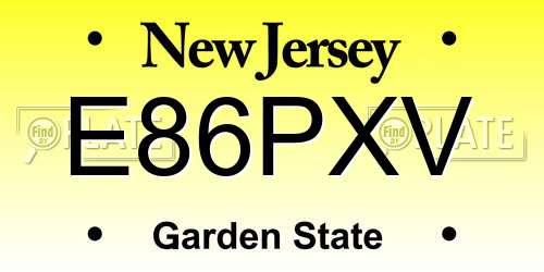 E86PXV New Jersey License Plate