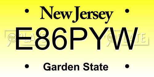 E86PYW New Jersey License Plate