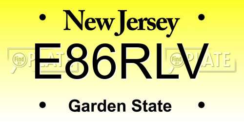 E86RLV New Jersey License Plate
