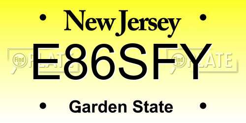 E86SFY New Jersey License Plate