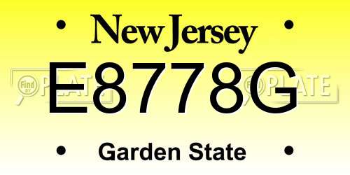 E8778G New Jersey License Plate