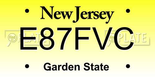 E87FVC New Jersey License Plate