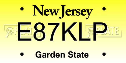 E87KLP New Jersey License Plate