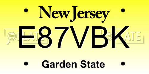 E87VBK New Jersey License Plate