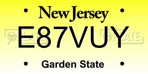 E87VUY New Jersey License Plate