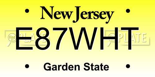 E87WHT New Jersey License Plate
