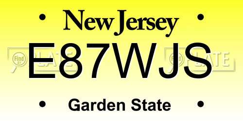E87WJS New Jersey License Plate