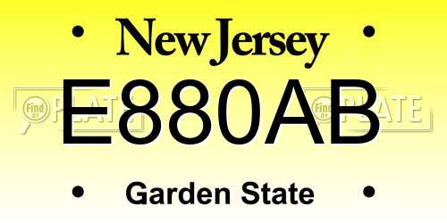 E880AB New Jersey License Plate