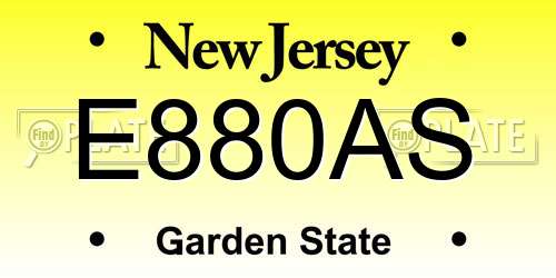 E880AS New Jersey License Plate