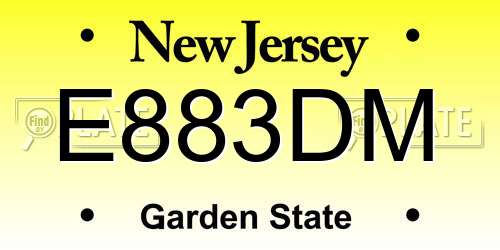 E883DM New Jersey License Plate