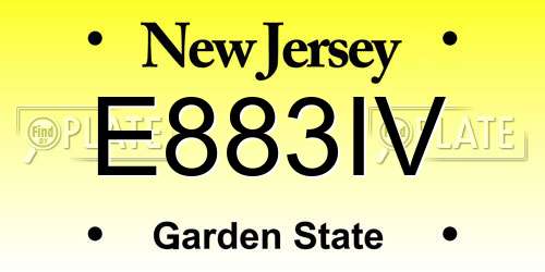 E883IV New Jersey License Plate