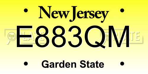E883QM New Jersey License Plate
