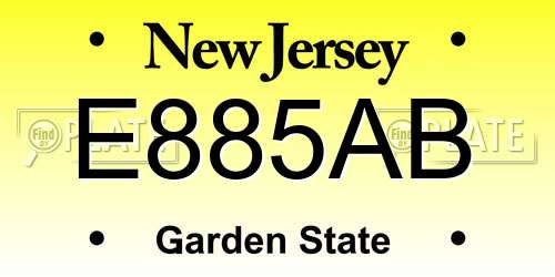 E885AB New Jersey License Plate