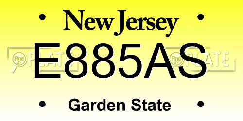 E885AS New Jersey License Plate