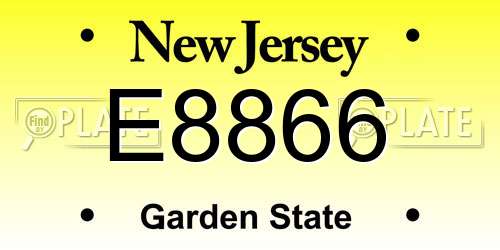 E8866 New Jersey License Plate