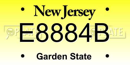 E8884B New Jersey License Plate