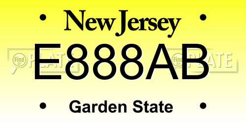 E888AB New Jersey License Plate
