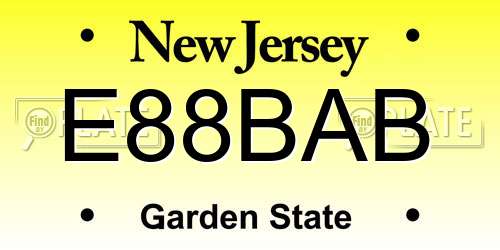 E88BAB New Jersey License Plate