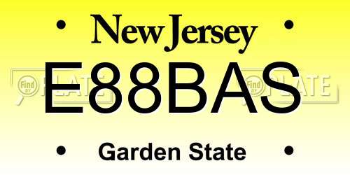 E88BAS New Jersey License Plate