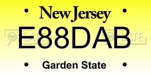 E88DAB New Jersey License Plate