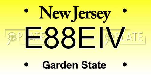 E88EIV New Jersey License Plate
