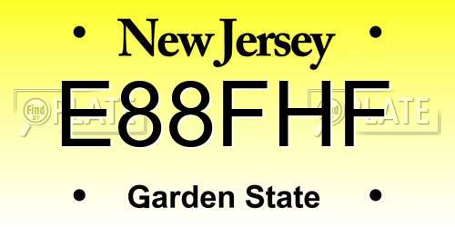 E88FHF New Jersey License Plate
