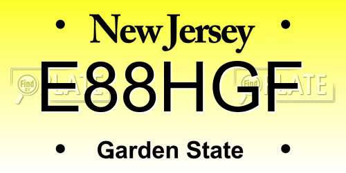 E88HGF New Jersey License Plate
