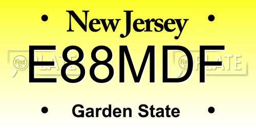 E88MDF New Jersey License Plate