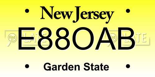 E88OAB New Jersey License Plate