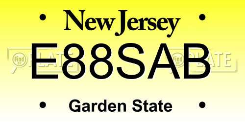 E88SAB New Jersey License Plate