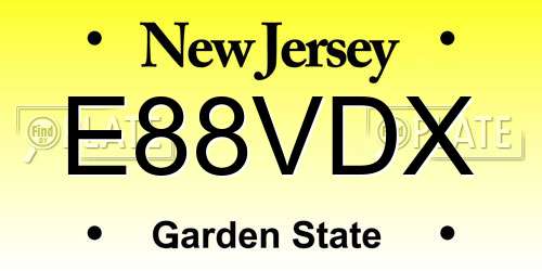 E88VDX New Jersey License Plate
