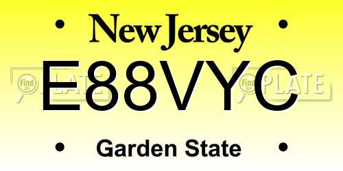 E88VYC New Jersey License Plate
