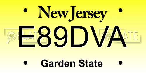E89DVA New Jersey License Plate