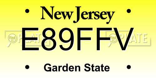 E89FFV New Jersey License Plate