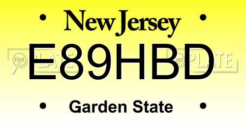 E89HBD New Jersey License Plate
