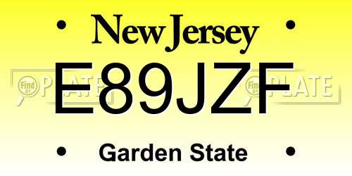 E89JZF New Jersey License Plate
