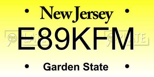 E89KFM New Jersey License Plate