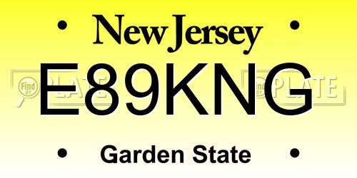 E89KNG New Jersey License Plate