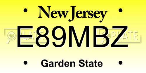 E89MBZ New Jersey License Plate