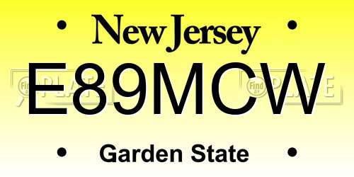 E89MCW New Jersey License Plate
