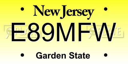 E89MFW New Jersey License Plate
