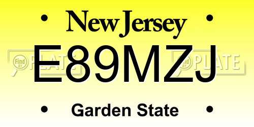 E89MZJ New Jersey License Plate