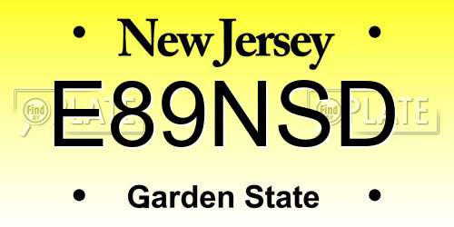 E89NSD New Jersey License Plate